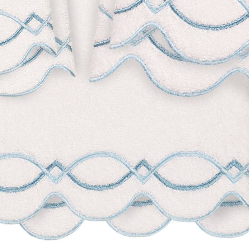 Authentic Hotel and Spa 100% Turkish Cotton DIAMOND CHAIN Scallop Embellished Towel Collection