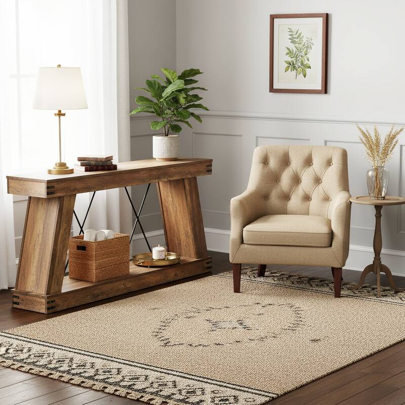 70.9" Farmhouse Console Table with Storage, Industrial Rustic Sofa Table