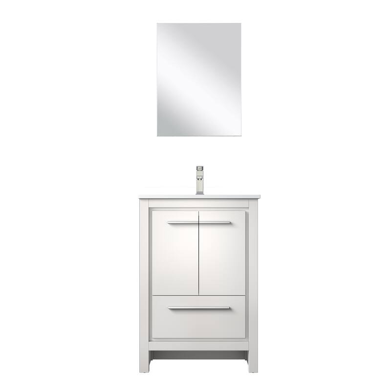 Lafarre Bath Vanity Quartz Top, Sink, Mirror & Brushed Nickel Faucet