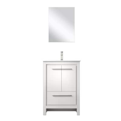 Lafarre Bath Vanity Quartz Top, Sink, Mirror & Brushed Nickel Faucet