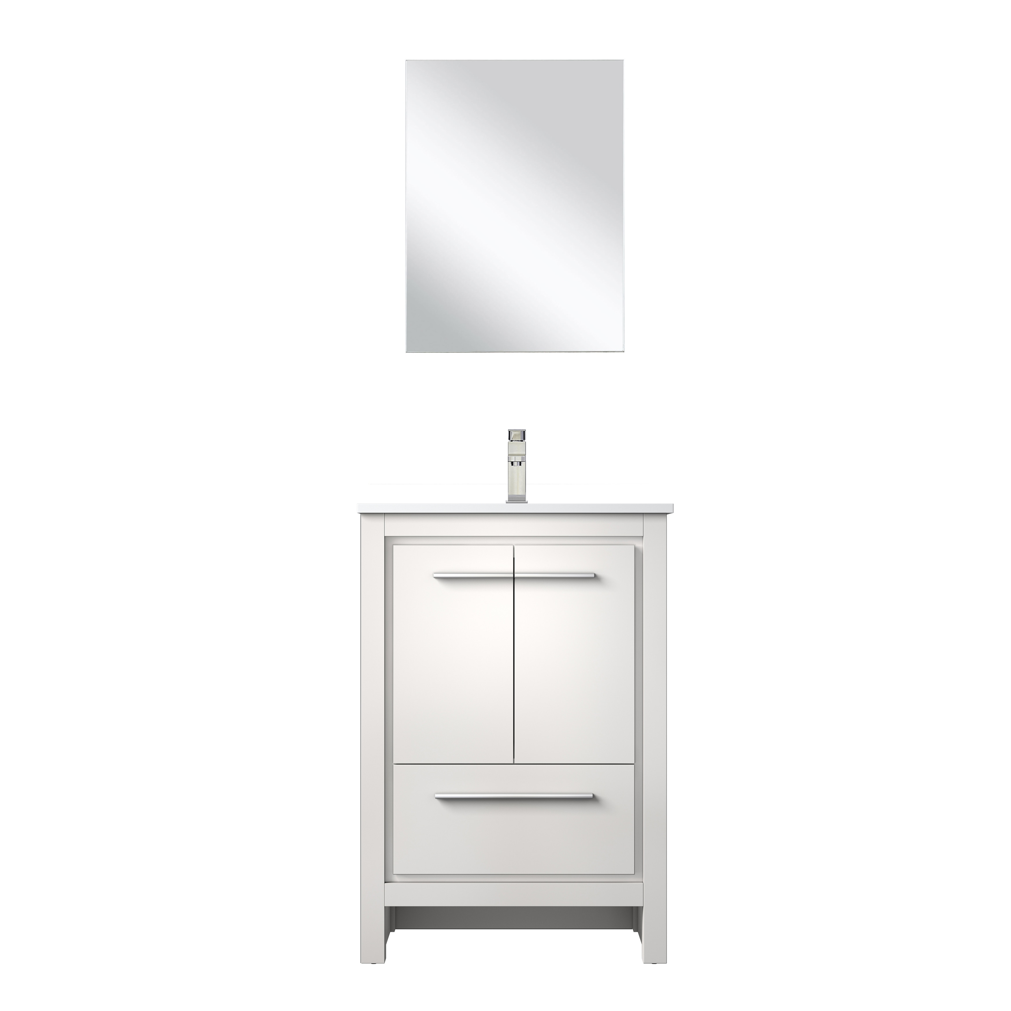 Lafarre Bath Vanity with Cultured Marble Top, Sink, Mirror and Brushed Nickel Faucet