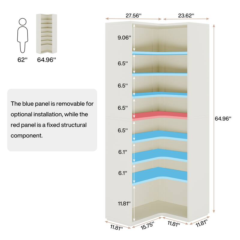 40 Pairs Tall Shoe Cabinet, 9 Tiers White Wooden Shoe Storage Rack for Closet, Entryway