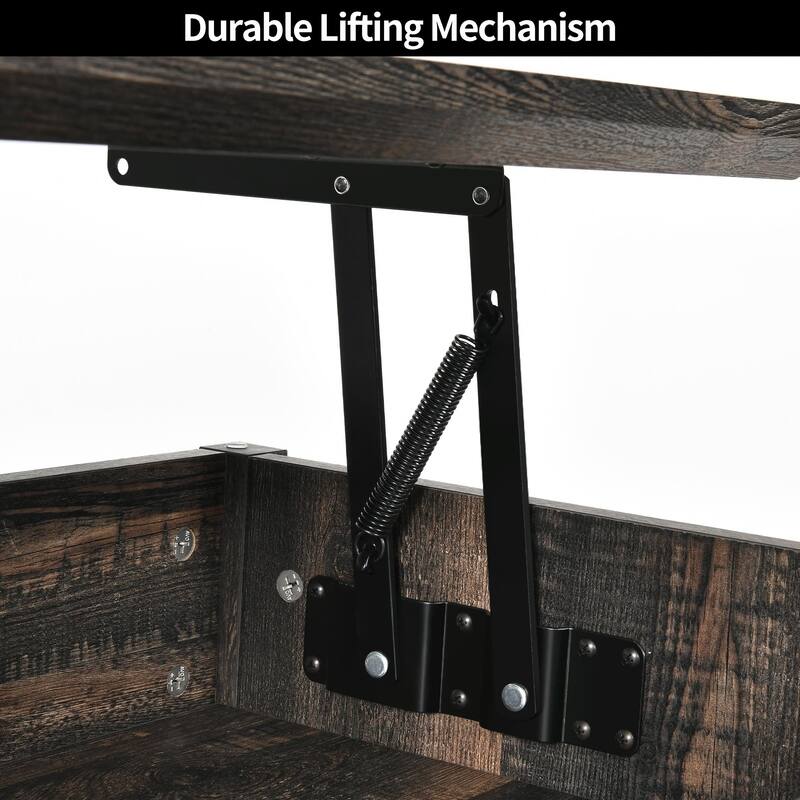 Moasis Lift Top Coffee Table with Hidden Storage and Shelves Farmhouse Sliding Barn Doors