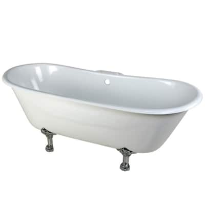 Kingston Brass Aqua Eden 67" Clawfoot Cast Iron Soaking Tub with