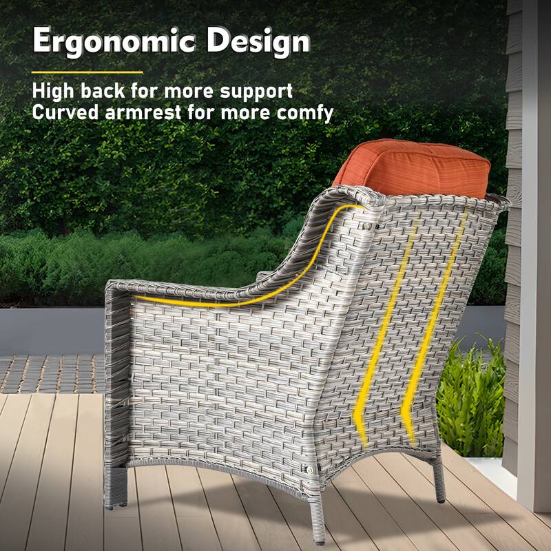 XIZZI 2-piece Patio Furniture Wicker Outdoor Chair Set