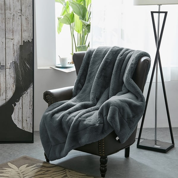 Heavy FauxFur Throw 60" x 80" - Charcoal
