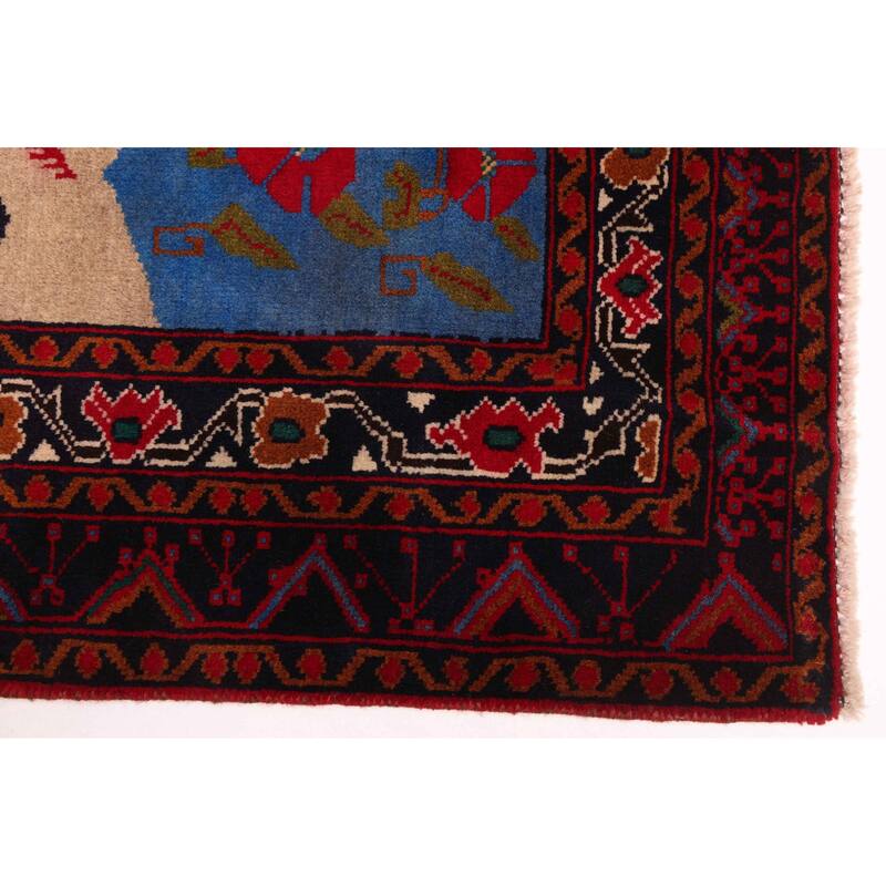 ECARPETGALLERY Hand-knotted Teimani Dark Navy, Red Wool Rug - 3'7 x 6'4