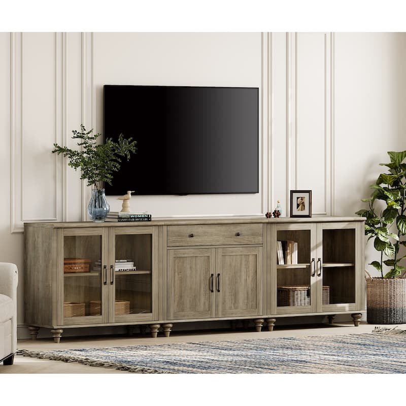 Farmhouse TV Stand with Doors and Drawer﻿