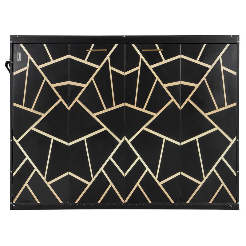 SideFold Murphy Bed with Geometric Art Panels, USB Power Hub & LED Glow by Harper&Bright Designs