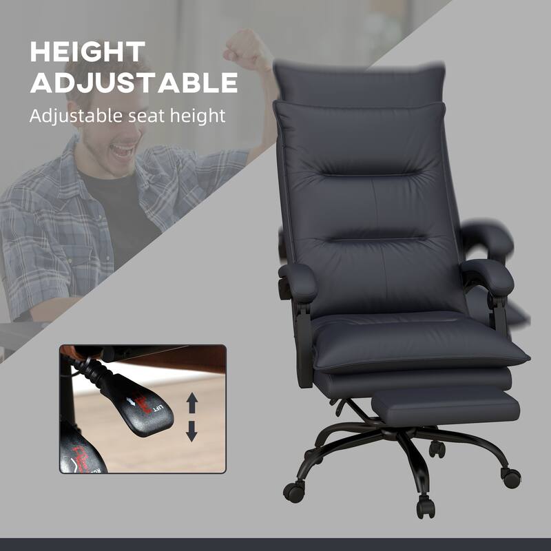 Modern Office Chair Fashion Backrest Office Chair with 2 Pads Tilt Heating and Footrest, for Office, Gray