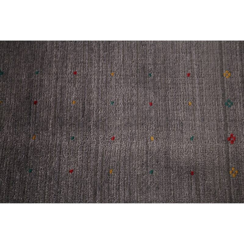 Gray Gabbeh Square Area Indian Rug Hand-Knotted Wool Carpet - 8'6"x 8'6"