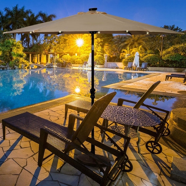 Costway 9FT Patio Solar Umbrella LED Patio Market Steel Tilt W/ Crank. Opens flyout.