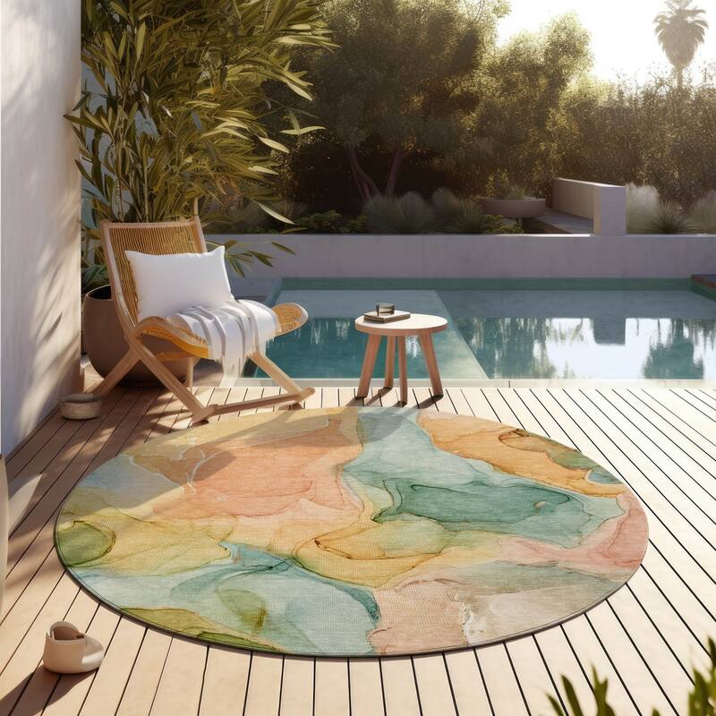 Dava Modern Art-Inspired Weather Resistant Timeless Fusion Outdoor Rug