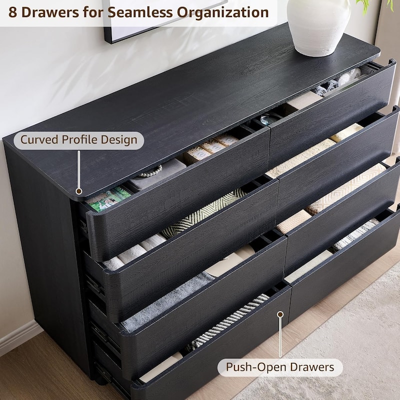 Modern 8 Drawer Dresser for Bedroom, Handle-less Wooden Dressers