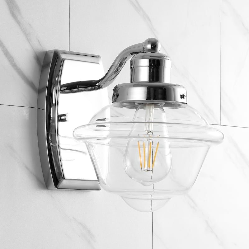 Marais Iron/Glass Schoolhouse LED Vanity Light, by JONATHAN Y
