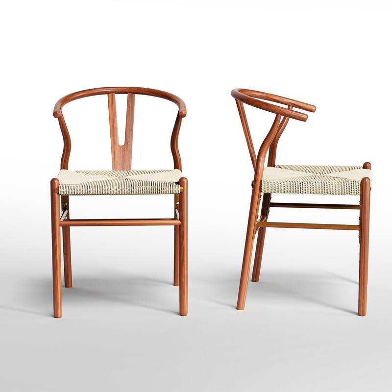 Set of 2 Handwoven Boho Dining Chairs