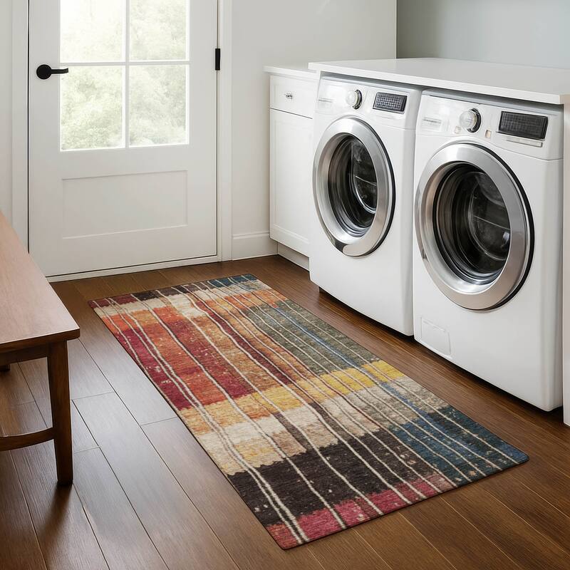 Premium Washable Super Soft Global Stripes Mayfield Rug - Beige - 2'3" x 7'6"