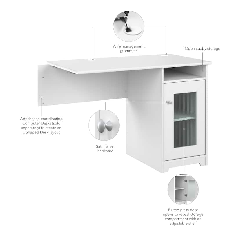 Bush Furniture Cabot Desk Return with Storage for Home Office Desk