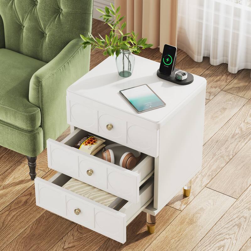 3-Drawer Bedside Table Nightstand for Bedroom