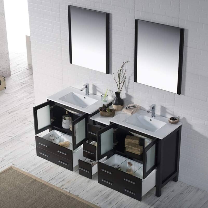 Blossom Sydney 72" Solid Wood Double Sink Bathroom Vanity with Cabinet