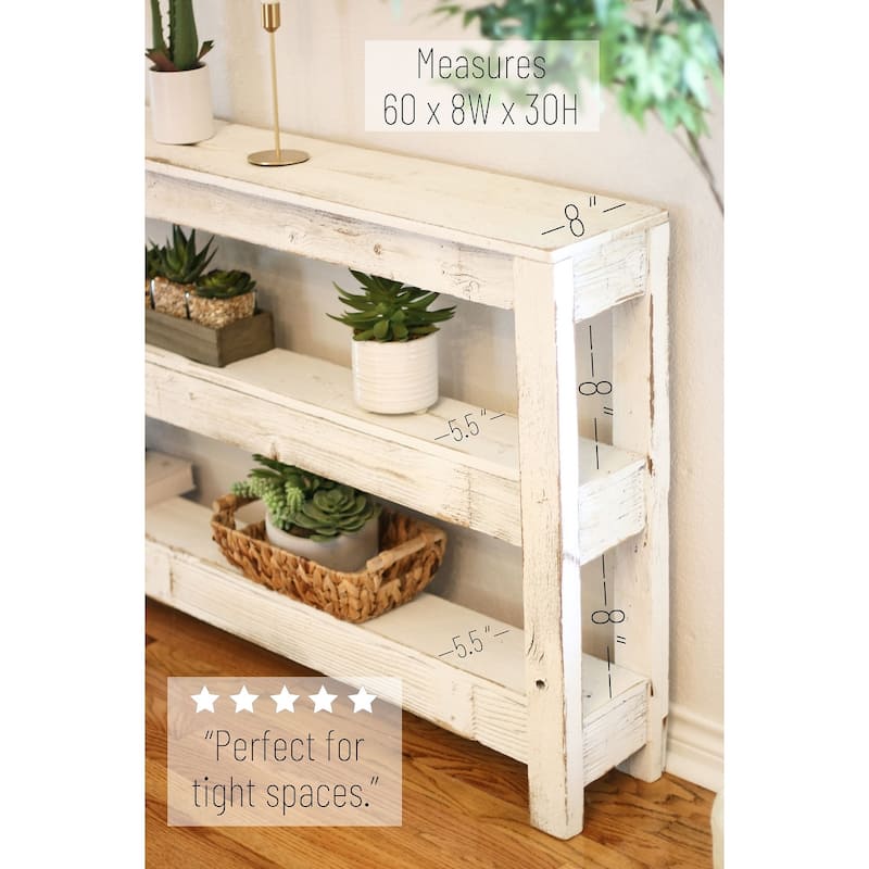 Three-Tier Console 60 Inch (White)