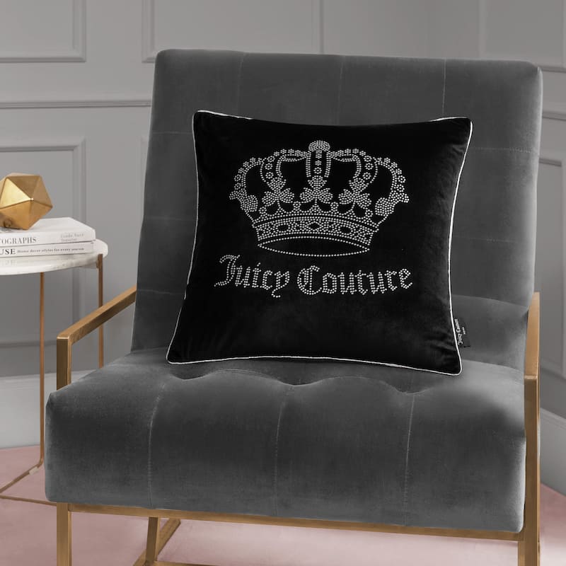 Juicy Couture Gothic Rhinestone Crown Pillow 20" x 20"