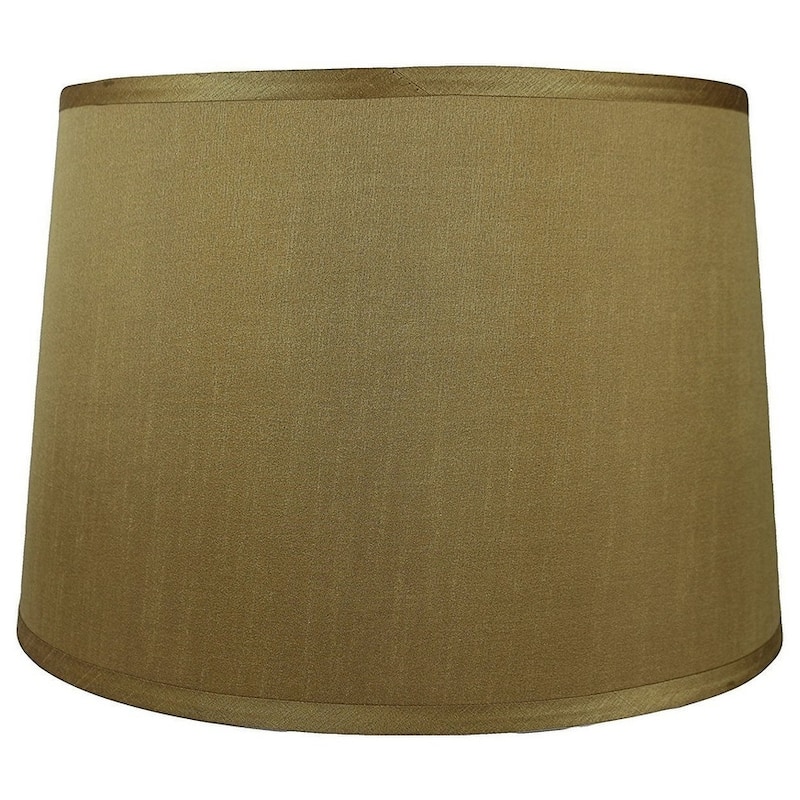French Drum Faux Silk Lamp Shade, 10" Top, 12" Bottom, 8.5" Slant - Gold