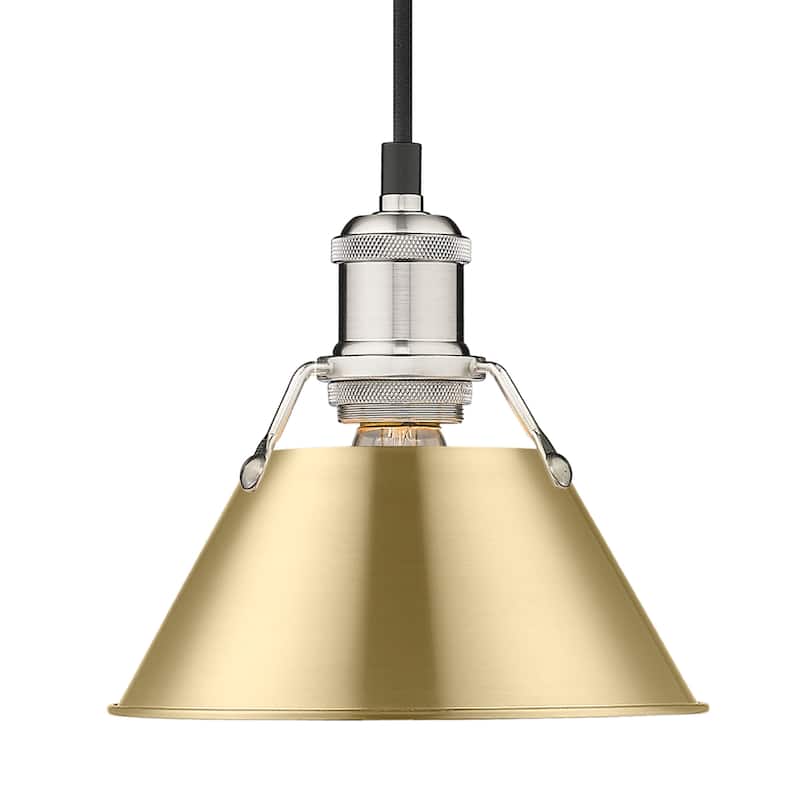 Yep by Golden Lighting Orwell 1-light 8in Pendant in Pewter and Brushed Champagne Brass shade - Silver