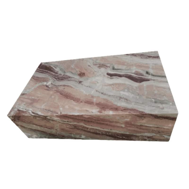 Genuine Marble Block Coffee Table - Rosso Orobico Marble