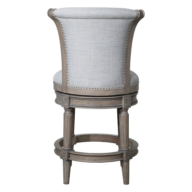 Copper Grove Rijssen Swivel Bar-Height Stool with High Seat Back