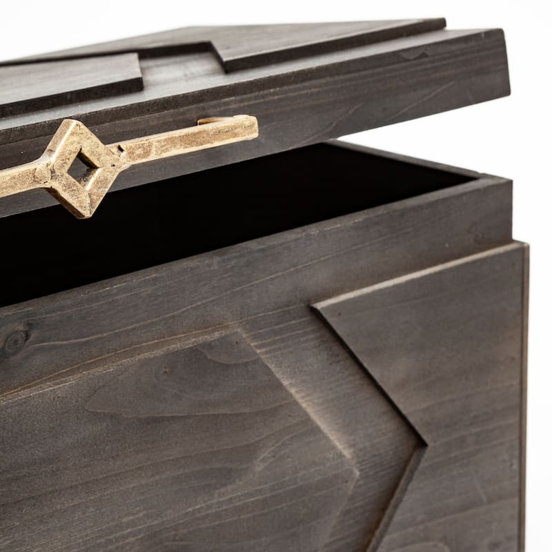 Cassia Set of Two Dark Stained Wooden Boxes - 21L x 11W x 10H; 16L x 10W x 8H
