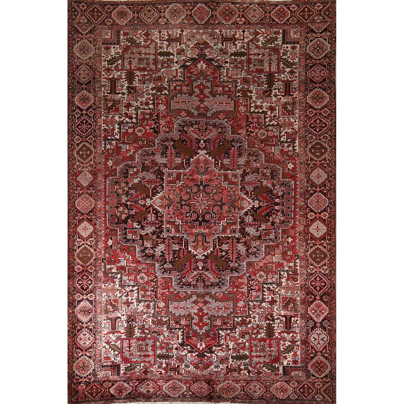 Blue Heriz Vintage Persian Area Rug Handmade Wool Carpet - 9'3" x 12'10"