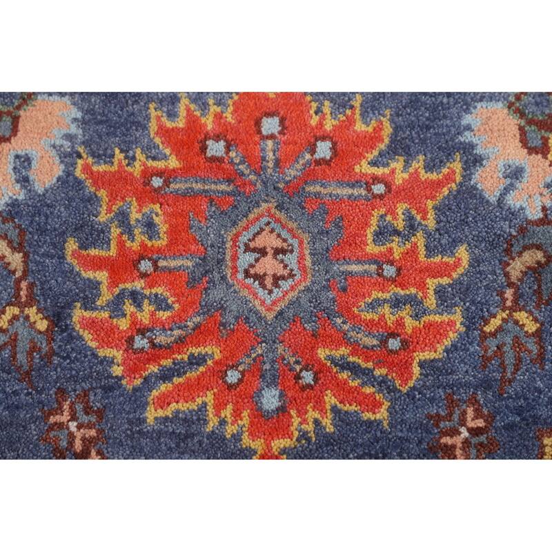 Blue Geometric Heriz Serapi Oriental Area Rug Hand-Knotted Wool Carpet - 8'8"x 11'10"