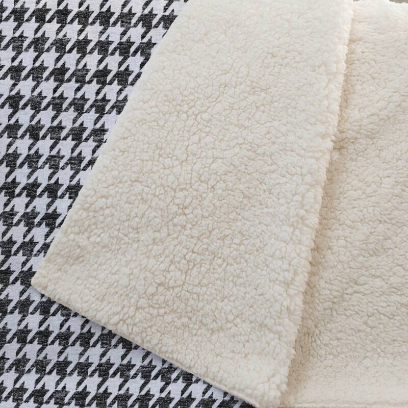 Premium Machine Washable ASB137 Modern Houndstooth Sherpa Throw Blanket