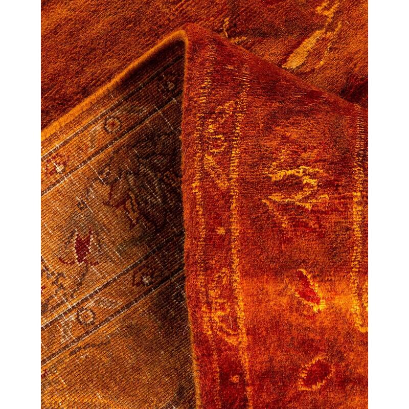 Overton Hand Knotted Wool Vintage Inspired Modern Contemporary Overdyed Gold Runner Rug - 2' 7" x 7' 2"