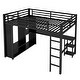 preview thumbnail 14 of 19, Queen Size Loft Bed Frame with Built-in Wardrobe