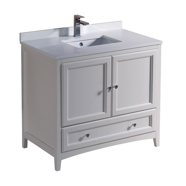 Fresca FCB2036-U Oxford 36" Free Standing Vanity Set with Wood Cabinet, Quartz Vanity Top, and Single Undermount Sink