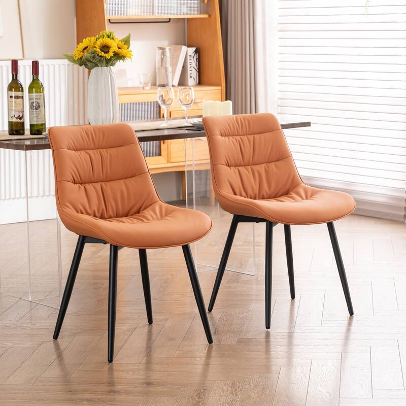 Faux Leather Dining Chairs Set of 2, Modern Upholstered Seat