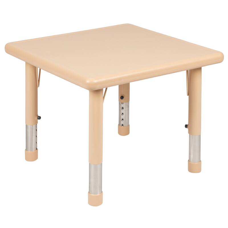 24" Square Plastic Height Adjustable Activity Table - School Table for 4