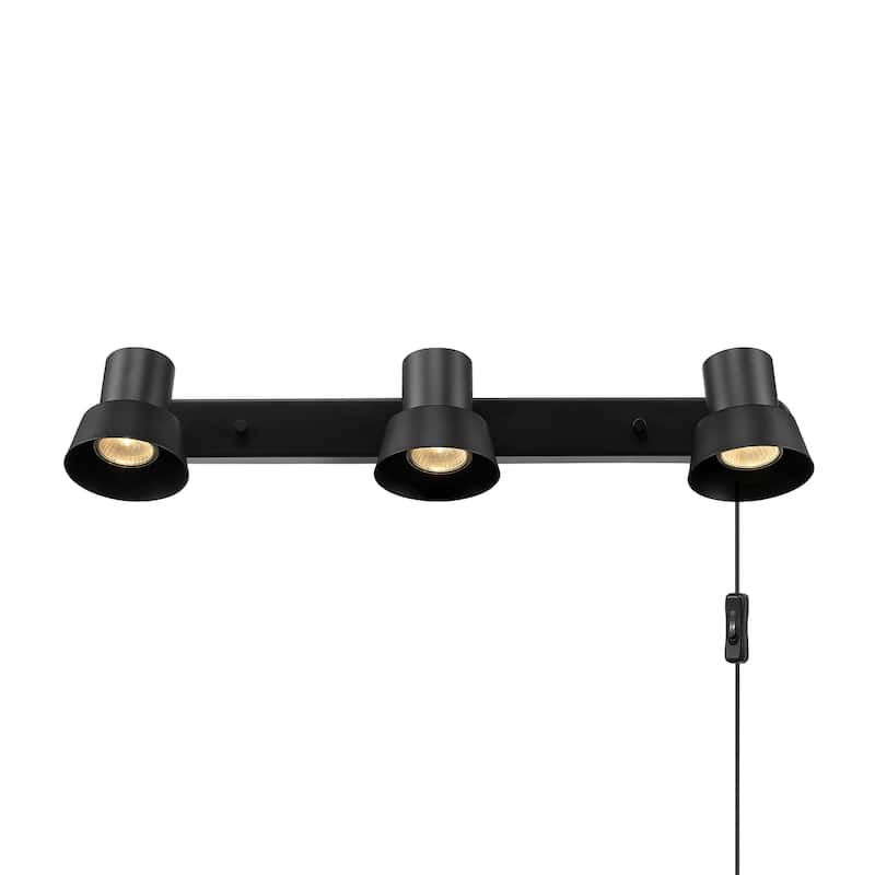 22" 3-Light Matte Black Plug-In Track Lighting with Pivoting Track Heads - 3.8"