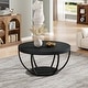 preview thumbnail 37 of 43, 31.7" Round Coffee Table, Rustic 2-Tier Center Table with Storage Open Shelves
