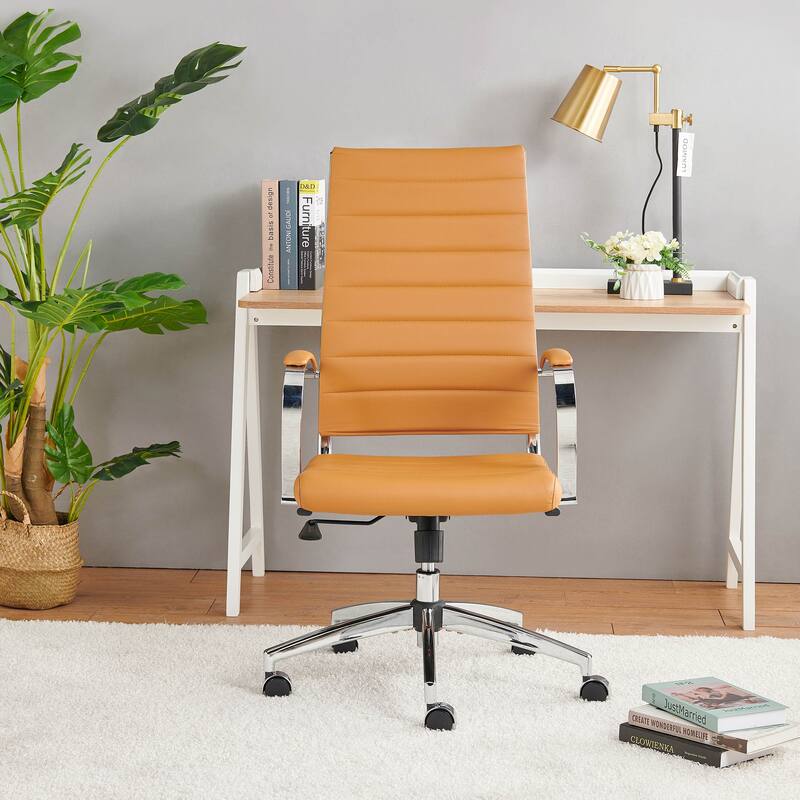 LUXMOD® Office Chair Faux Leather Silver Frame Adjustable and Swivel