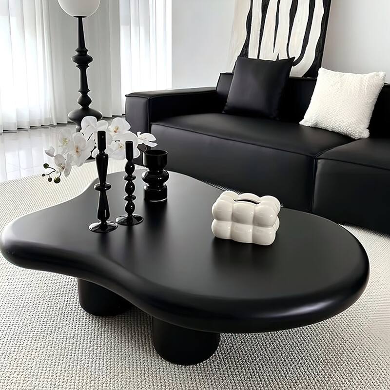Coffee Table Modern Art Cloud Coffee Table Multi-Layer Solid Wood Durable Simple Assembly Black