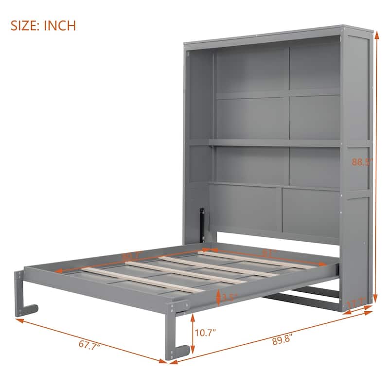 Merax Murphy Bed Wall Bed with Shelves