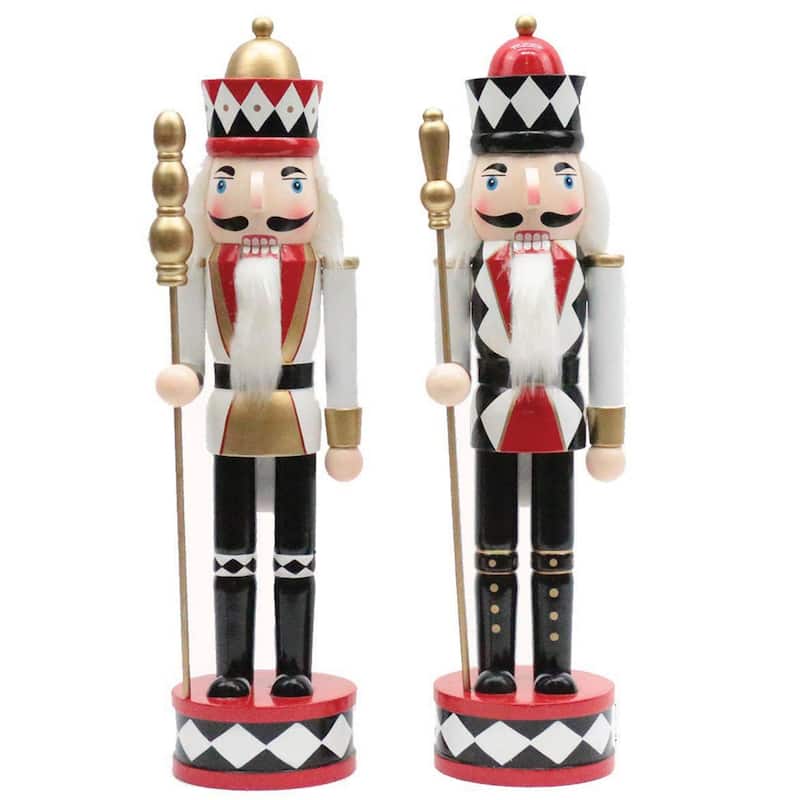 Set of 2 Harlequin Christmas Nutcrackers 15"