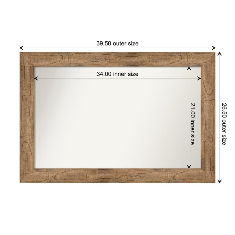 Owl Brown Framed Non-Beveled Custom Wall Mirror, Bathroom Vanity Mirror - Outer Size: 39.5 x 26.5