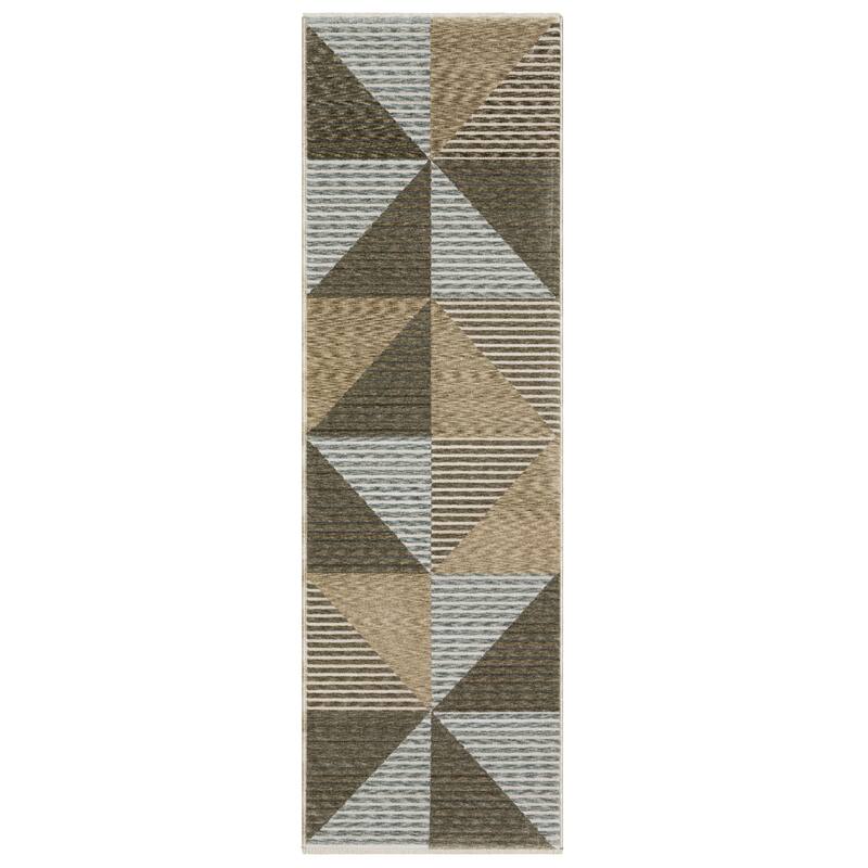 Style Haven Estella Industrial Geometric Blocks Beige/ Grey Area Rug - 2' 3" x 7' 6" - Runner