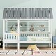 preview thumbnail 3 of 12, White Twin Size Solid Wood House Bed with Roof, Guardrail, and Shelves