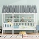 preview thumbnail 3 of 12, Wood Twin Size House Bed with Roof, Guardrail, and 2-Tier Storage Shelves, Sturdy Pine Frame, Easy Assembly, White