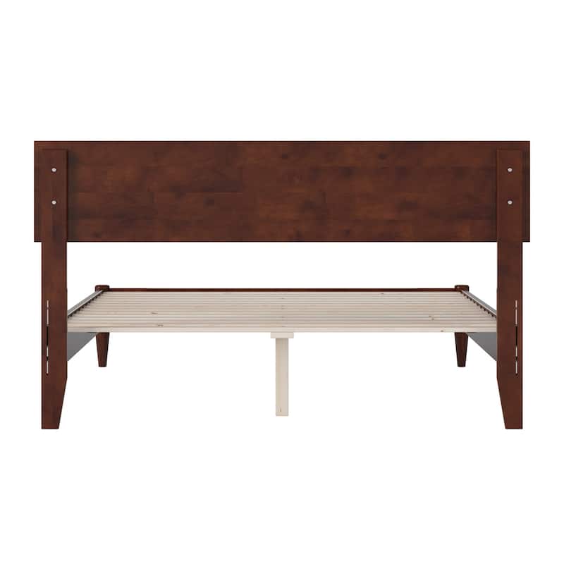 Modern Low Profile Platform Bed - Solid Wood Bed Frame, Walnut Finish - Full Size Bed